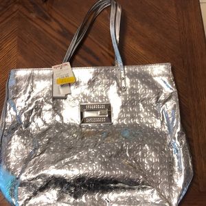 Guess silver tote bag